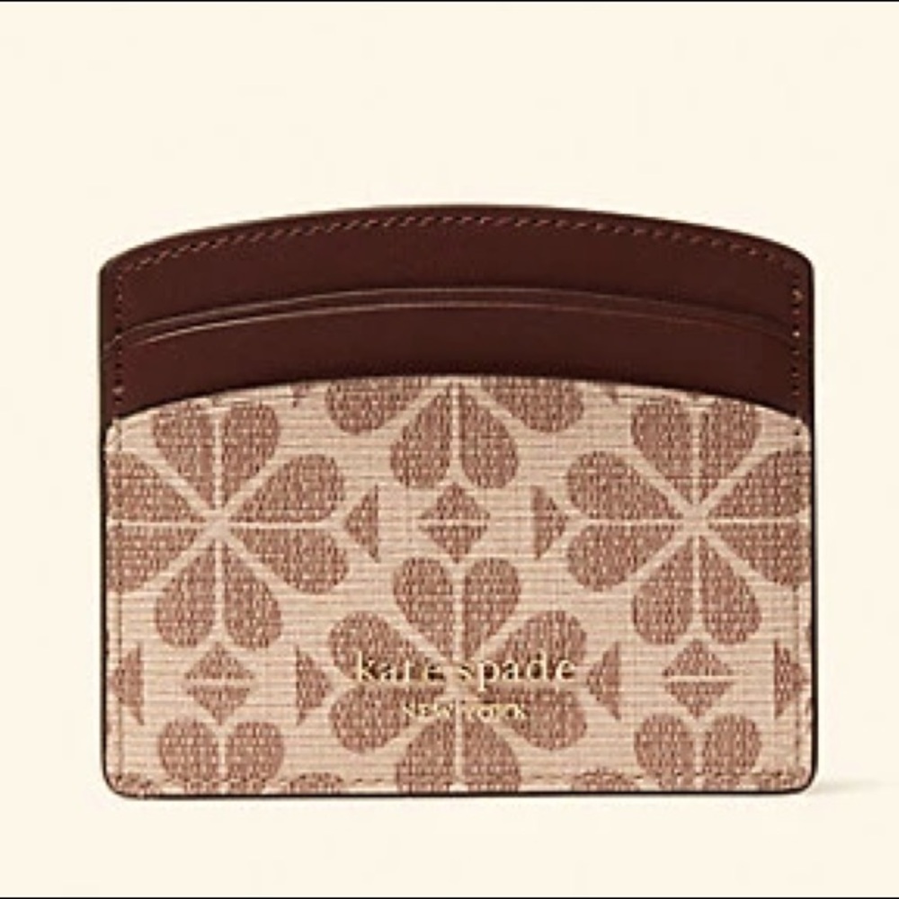 kate spade pink spade flower canvas cardholder